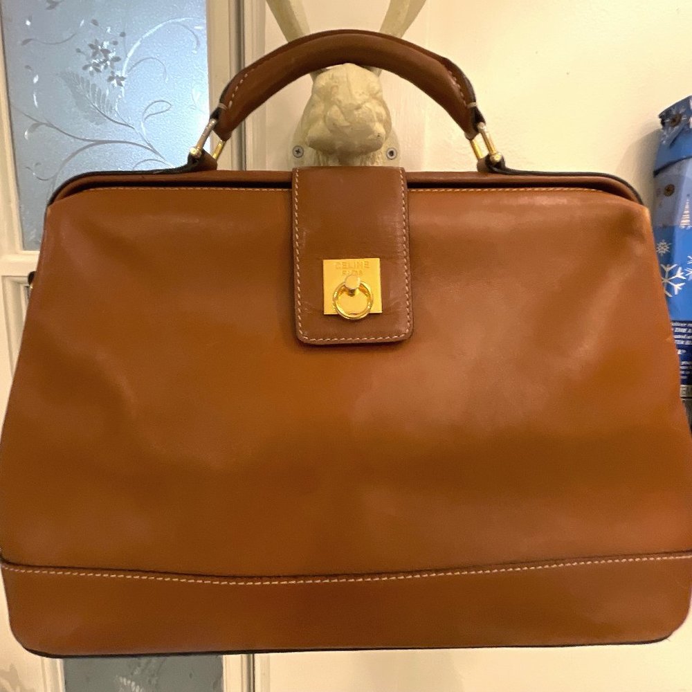 Vintage Celine Top Handle Bag with Gold Hardware